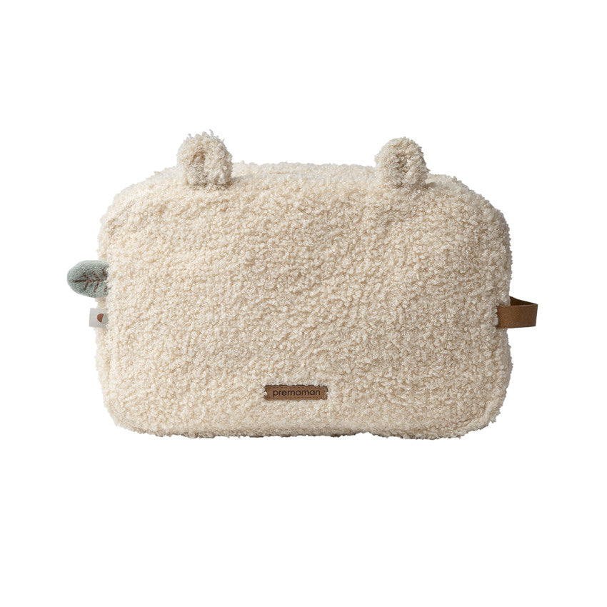 Trousse de toilette en bouclettes Roi des Forêts écru - Prémaman