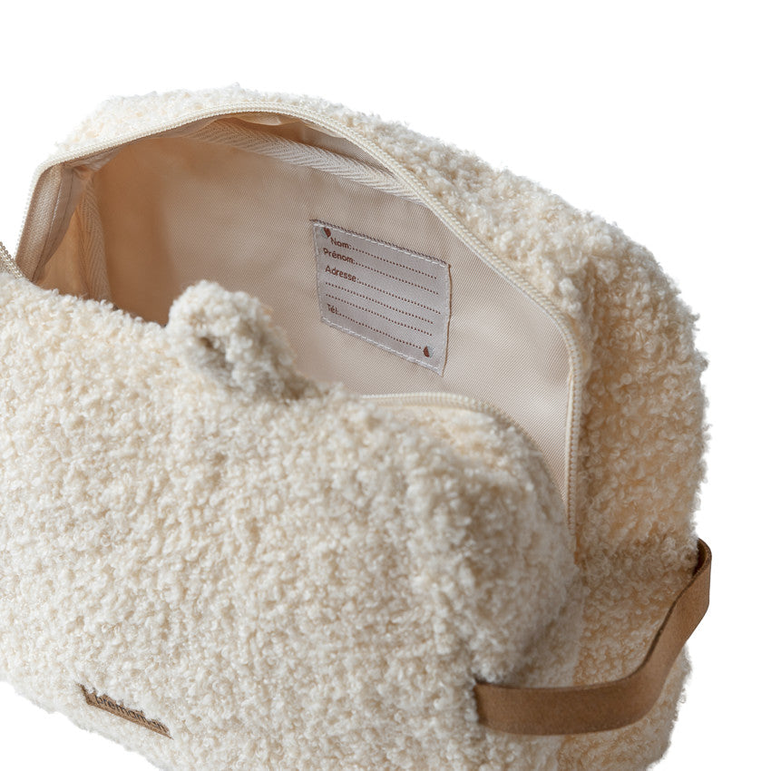 Trousse de toilette en bouclettes Roi des Forêts écru - Prémaman