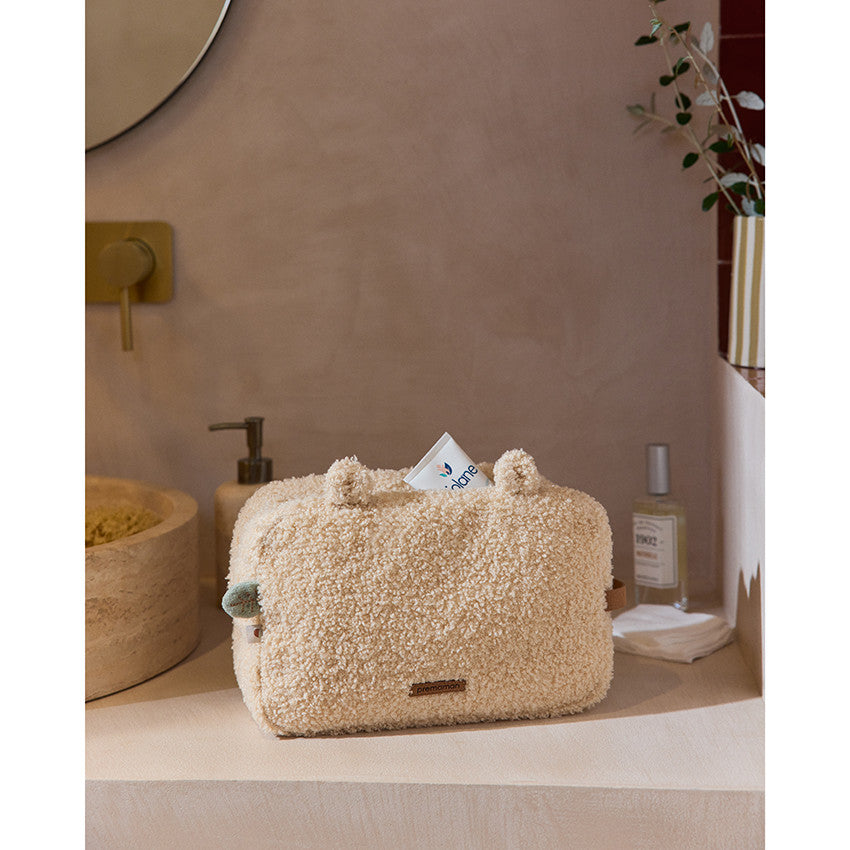 Trousse de toilette en bouclettes Roi des Forêts écru - Prémaman