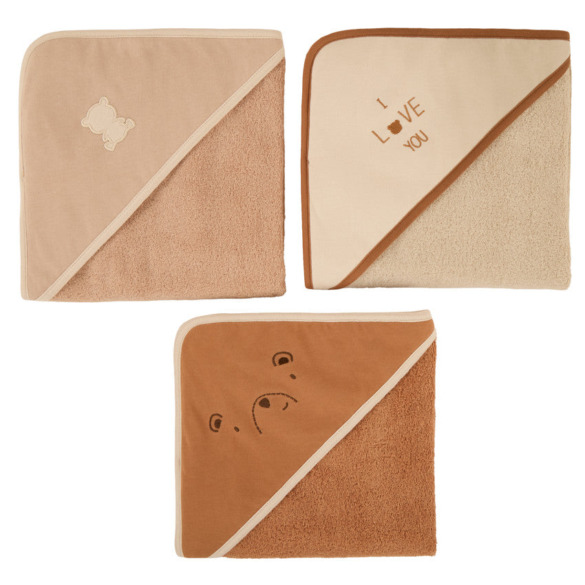 Lot de 3 capes de bain en éponge beige/marron - Prémaman