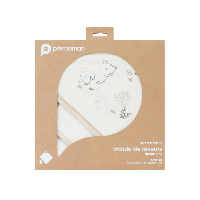 Set de bain cape + gant de toilette "Bande de Rêveurs" - Prémaman