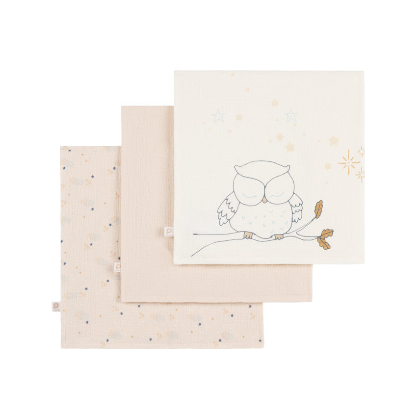Set of 3 "Bande de Rêveurs" cotton gauze swaddles - Maternity