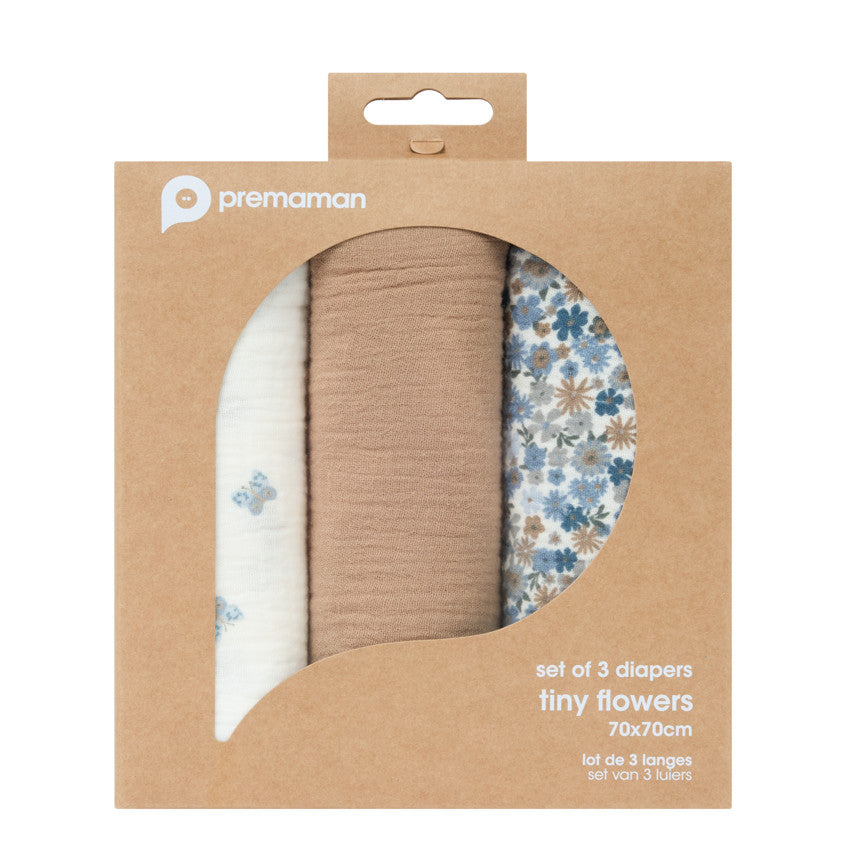 Lot de 3 lange en gaze de coton - Tiny Flowers - Prémaman