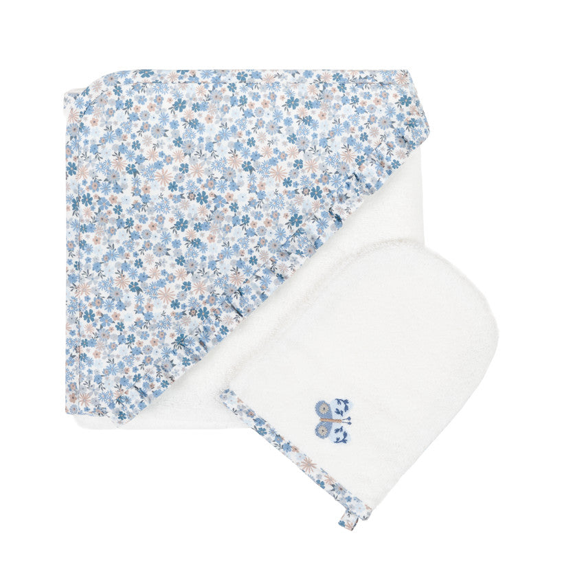 Set de bain cape de bain + gant de toilette Tiny Flowers - Prémaman
