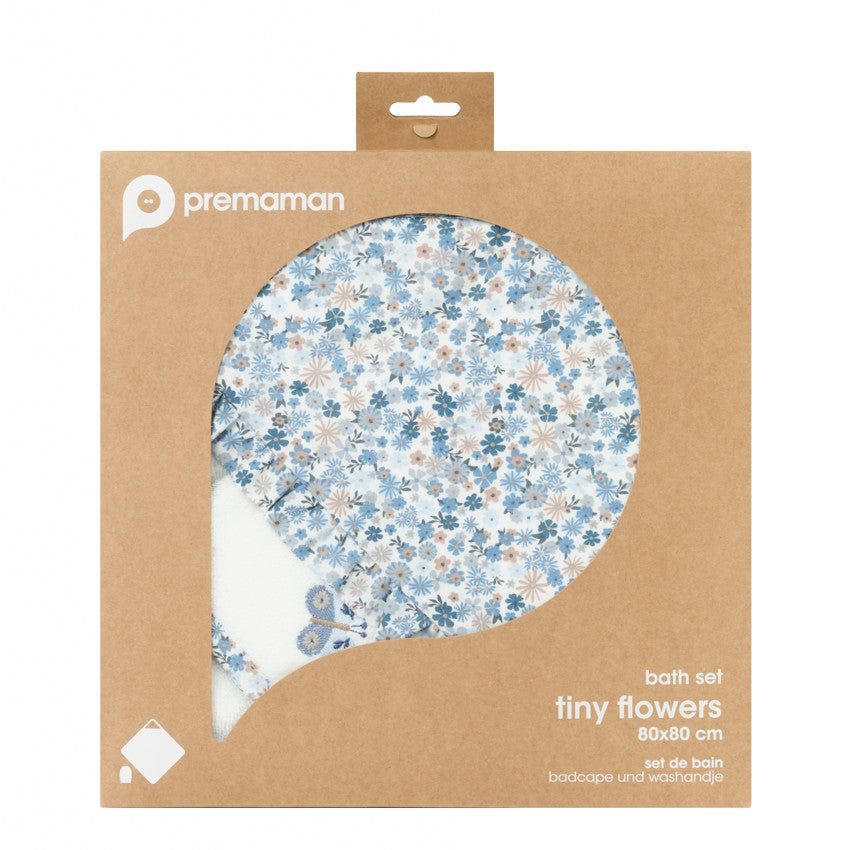 Set de bain cape de bain + gant de toilette Tiny Flowers - Prémaman