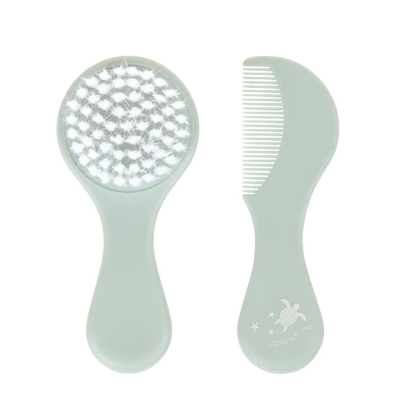 Set de coiffure brosse et peigne vert - Prémaman