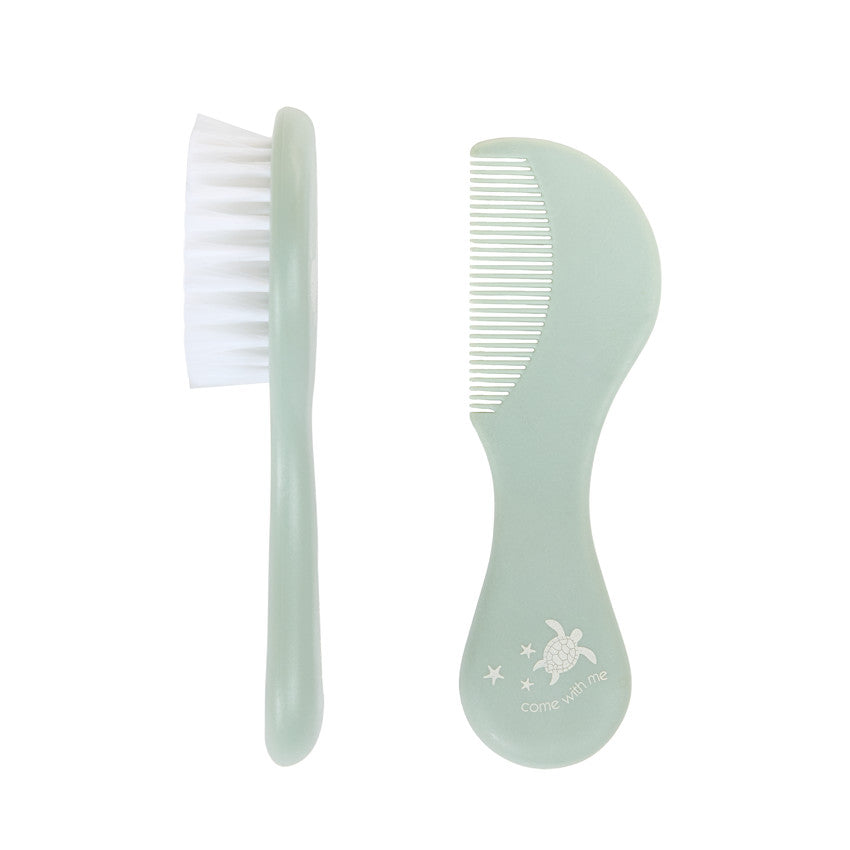 Set de coiffure brosse et peigne vert - Prémaman