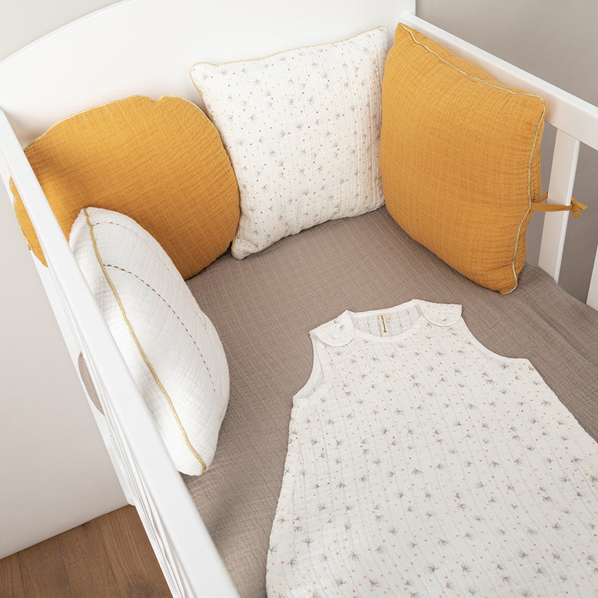 Coussin décoratif rond en tétra modulable en tour de lit ou de parc - Prémaman