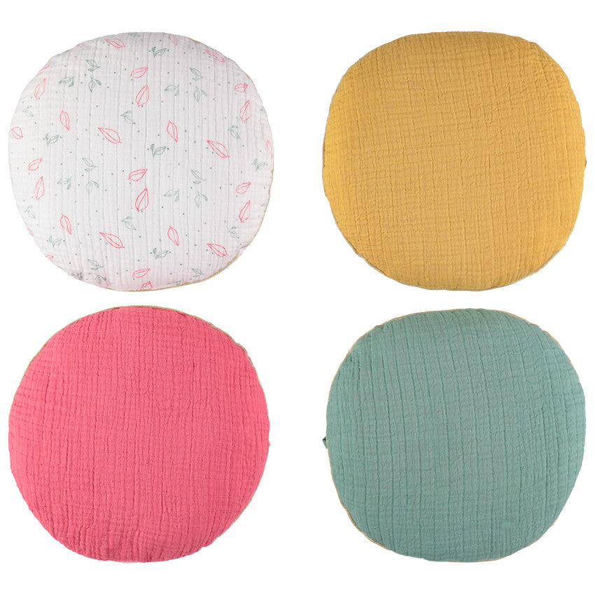 Coussin décoratif rond en tétra modulable en tour de lit ou de parc - Prémaman