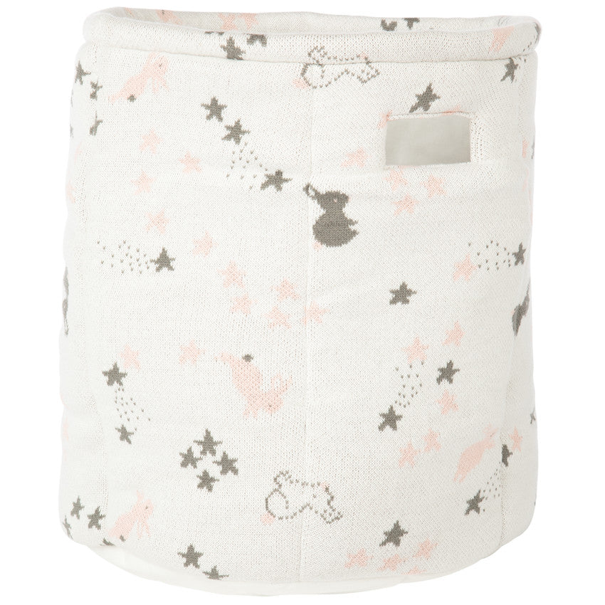 Panier de rangement en tricot imprimé lapins - Prémaman
