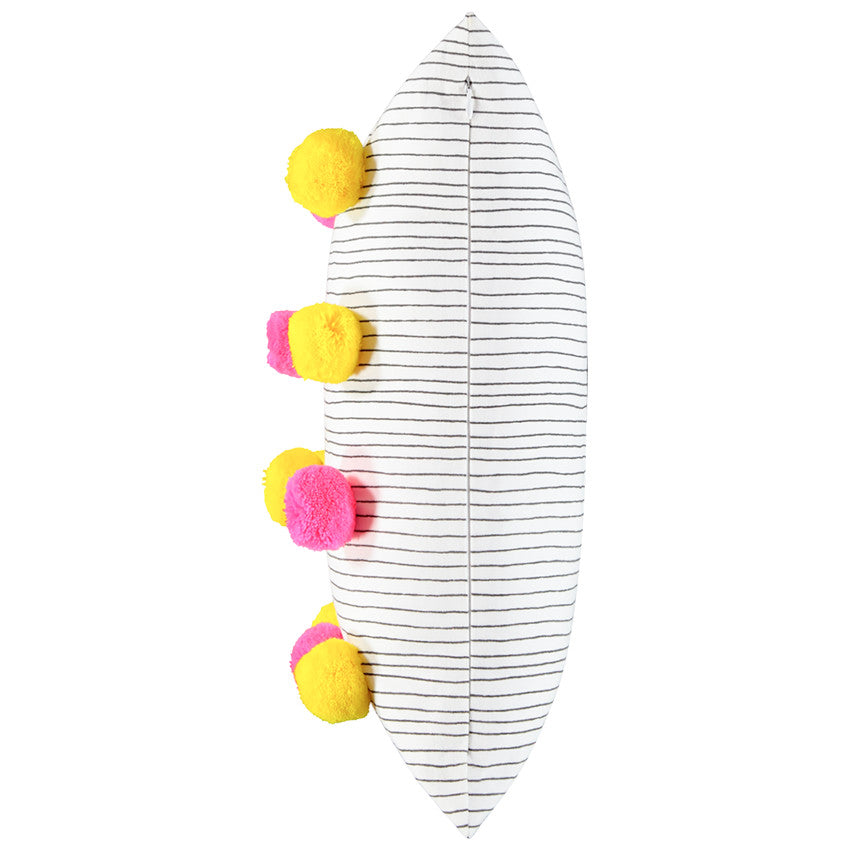 Coussin décoratif à pompoms colorés fluo - Prémaman