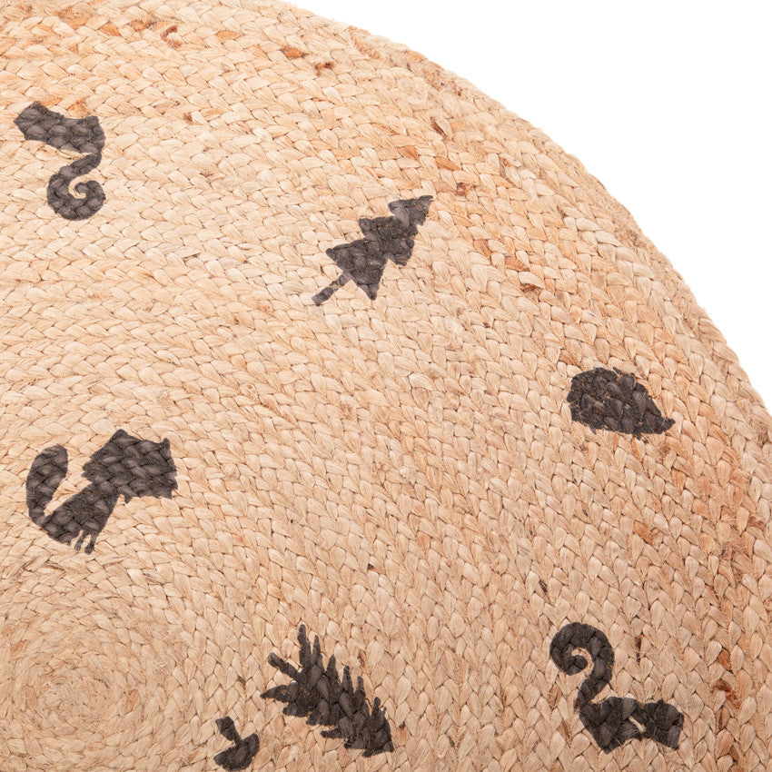 Tapis de chambre rond en jute Nos Petits Amis 100cm - Prémaman