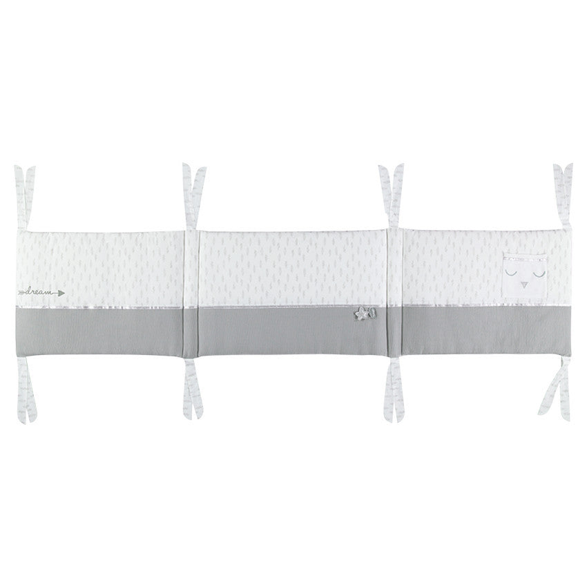 Tour de lit 3 pans à imprimé fantaisie et hibou brodé - Prémaman