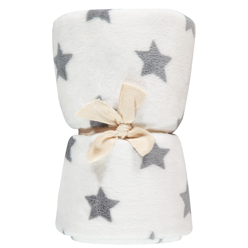 Couverture en sherpa imprimé étoiles 80 x 115 cm - Prémaman