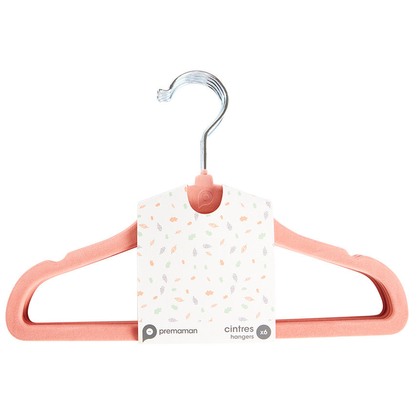 Lot de 6 cintres en velours terracotta - Prémaman