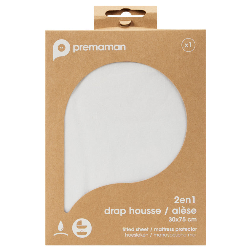 Drap-housse 2 en 1 pour nacelle 30 x 75 cm blanc - Prémaman