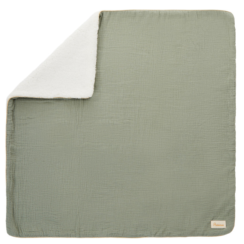 Couverture en tetra doublée sherpa 80 x 80 cm vert - Prémaman