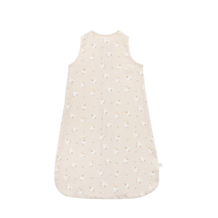Printed cotton-gauze sleeping bag (0.5 TOG) with La Vie à la Ferme sheep print - Prémaman