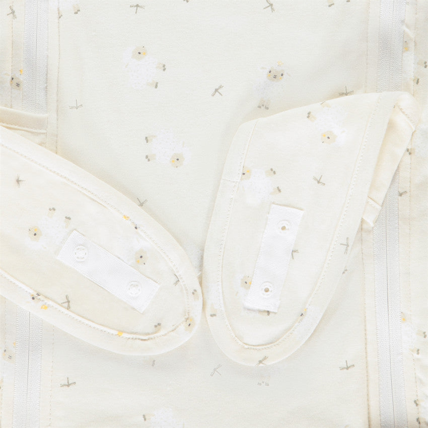 Nid d'ange en sherpa avec capuche ludique La Vie à la Ferme écru - Prémaman