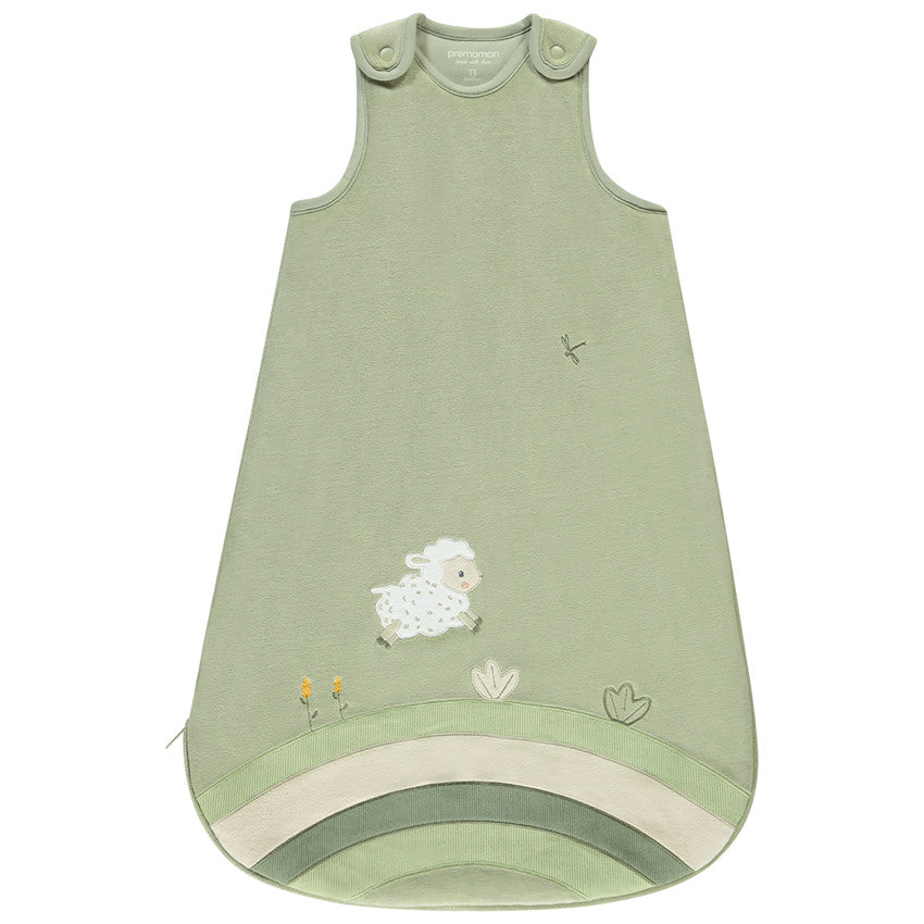 Gigoteuse sans manches TOG 2 en velours La Vie à la Ferme vert - Prémaman