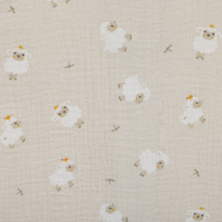 Gigoteuse TOG 0.5 en gaze imprimée moutons 18-36M La Vie à la Ferme beige - Prémaman