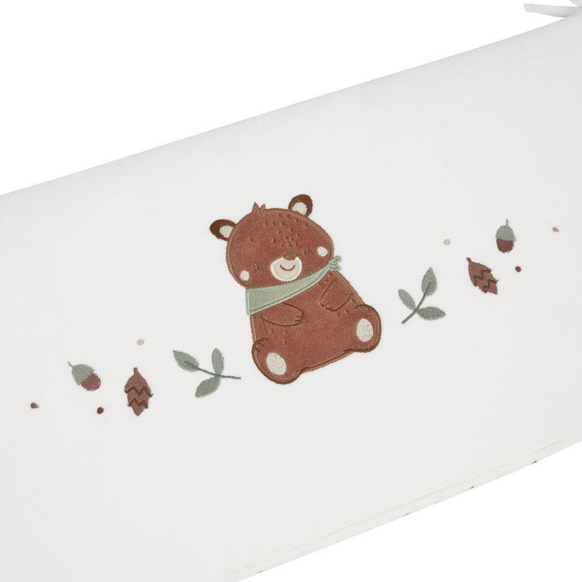 Tour de lit 3 pans double face en velours Roi des Forêts écru - Prémaman