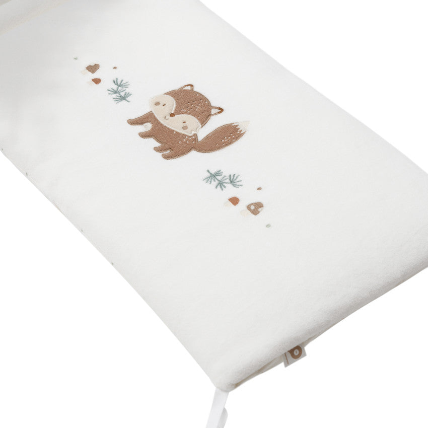 Tour de lit 3 pans double face en velours Roi des Forêts écru - Prémaman