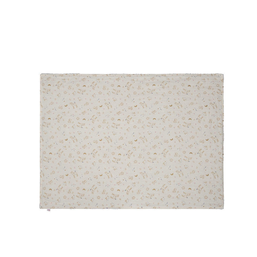 Double-sided sherpa/gauze blanket 80 x 110 cm Little Deer - Prémaman