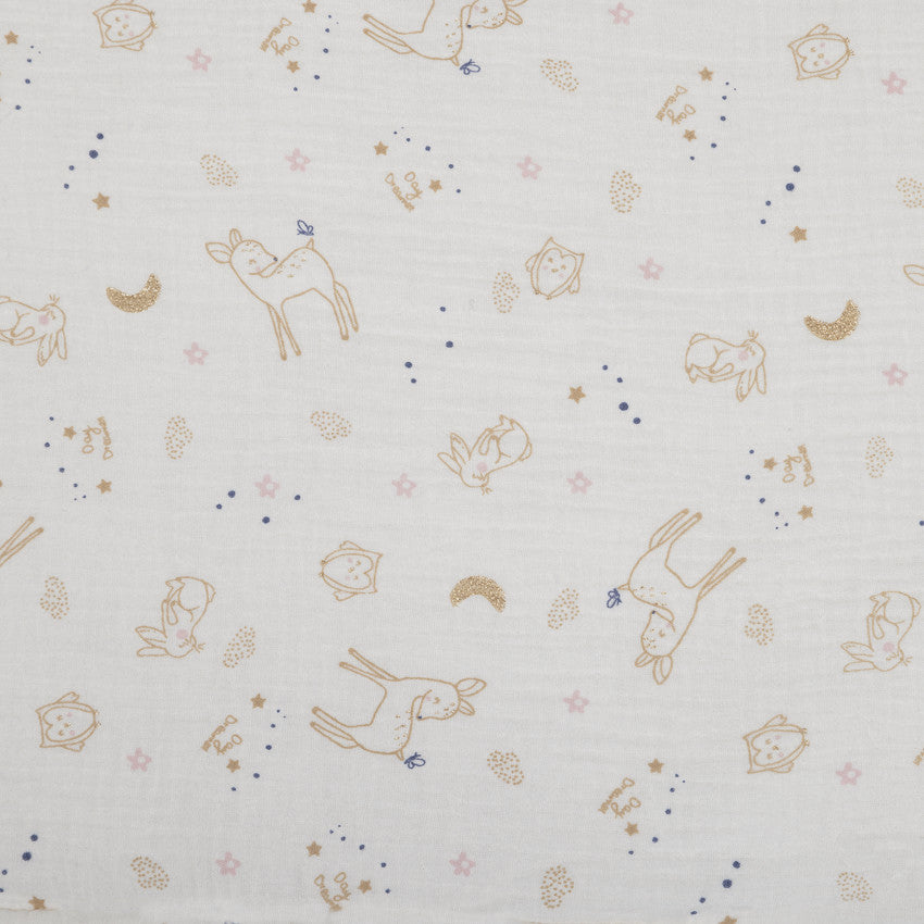 Couverture double face sherpa/gaze 80 x 110 cm Little Deer - Prémaman