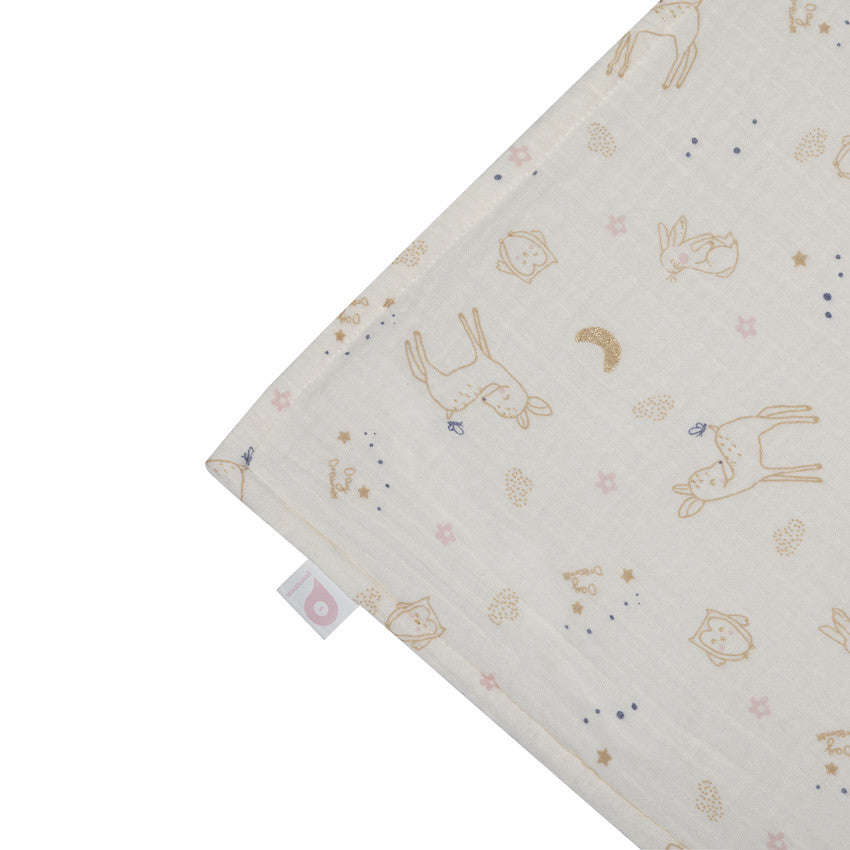 Couverture double face sherpa/gaze 80 x 110 cm Little Deer - Prémaman