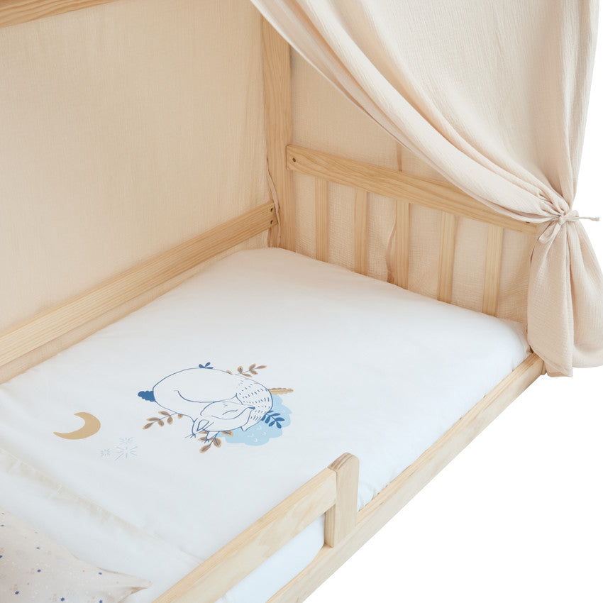 Toile en gaze de coton pour lit Premissori vert - Prémaman