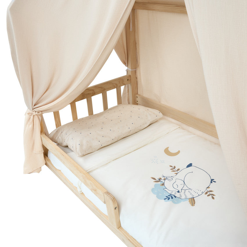 Toile en gaze de coton pour lit Premissori vert - Prémaman