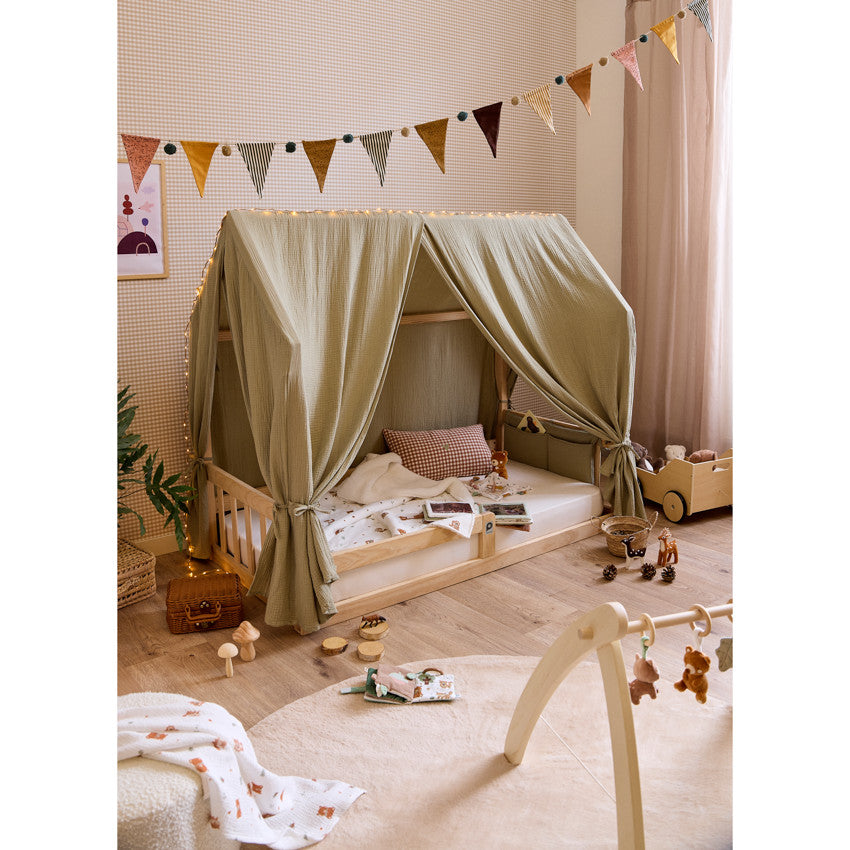 Toile en gaze de coton pour lit Premissori vert - Prémaman