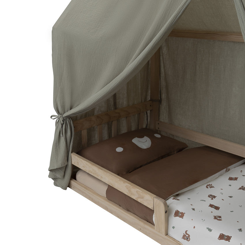 Toile en gaze de coton pour lit Premissori vert - Prémaman