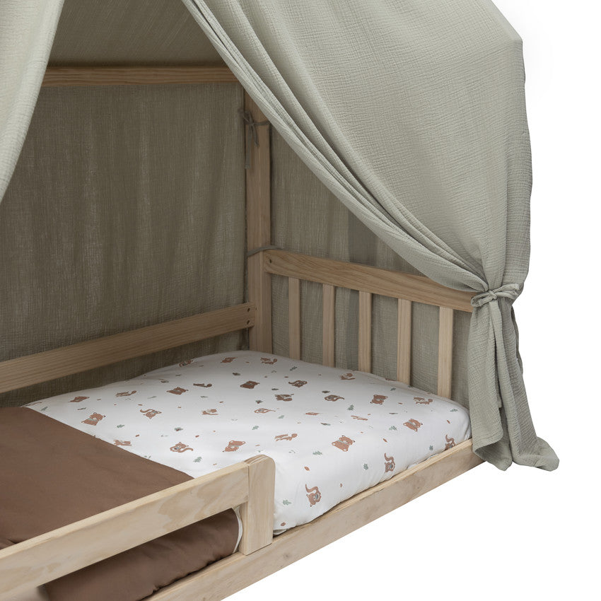 Toile en gaze de coton pour lit Premissori vert - Prémaman