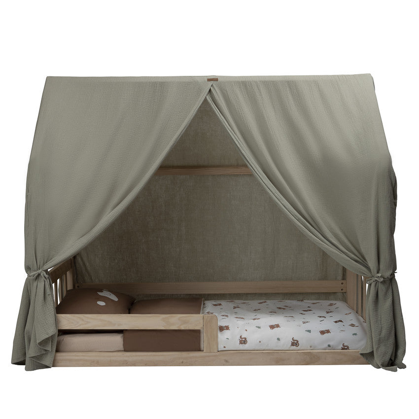 Toile en gaze de coton pour lit Premissori vert - Prémaman