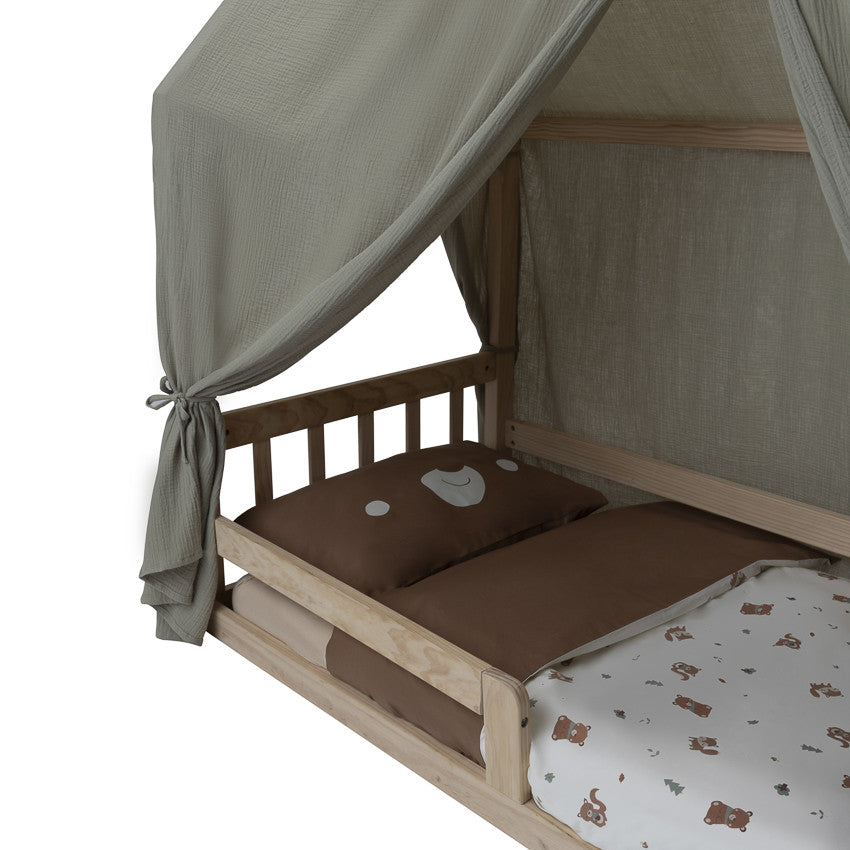 Toile en gaze de coton pour lit Premissori vert - Prémaman