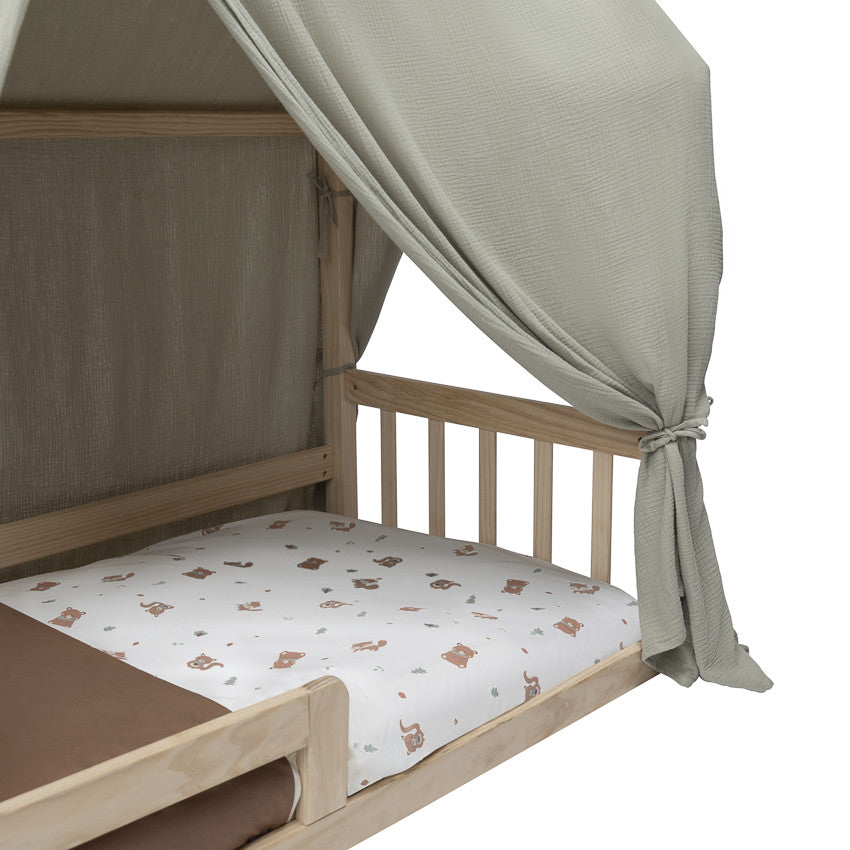 Toile en gaze de coton pour lit Premissori vert - Prémaman