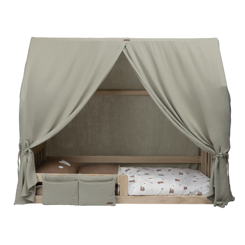 Green muslin bedside caddy - Prémaman