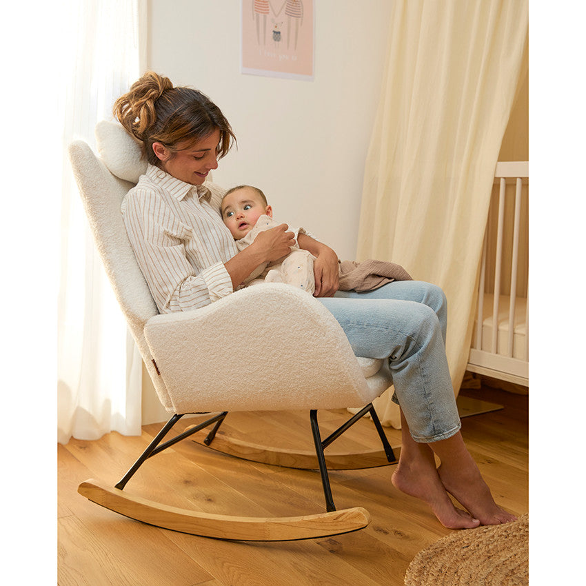 Fauteuil Rocking Chair Marceau en bouclette blanche - Prémaman
