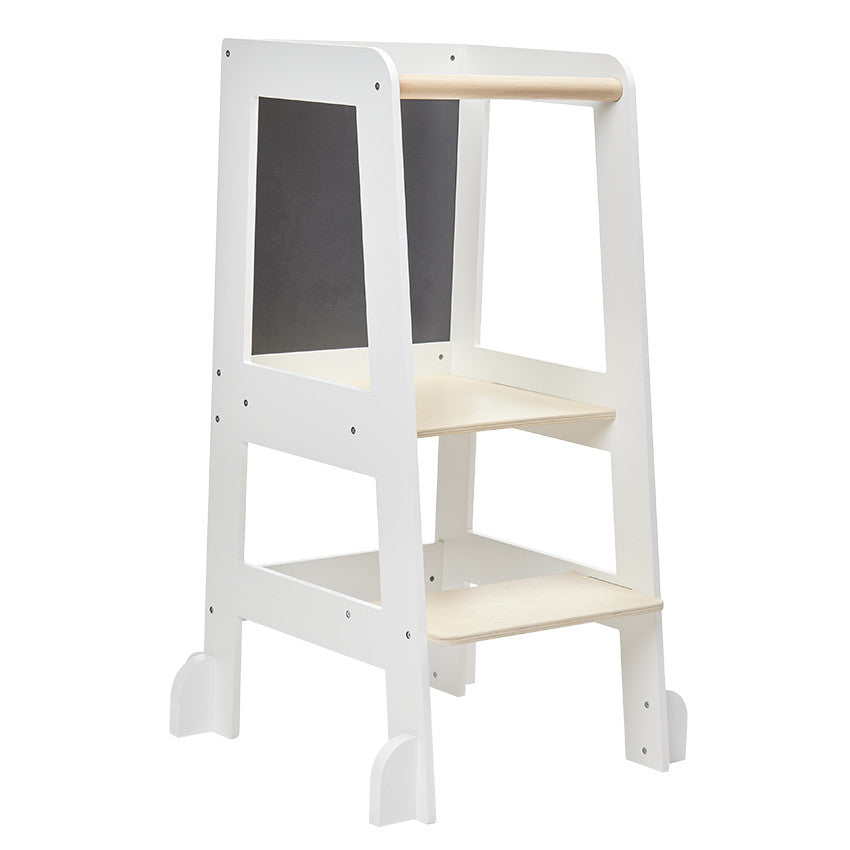 Tour d'apprentissage Premissori avec tableau noir en bois blanc - Prémaman