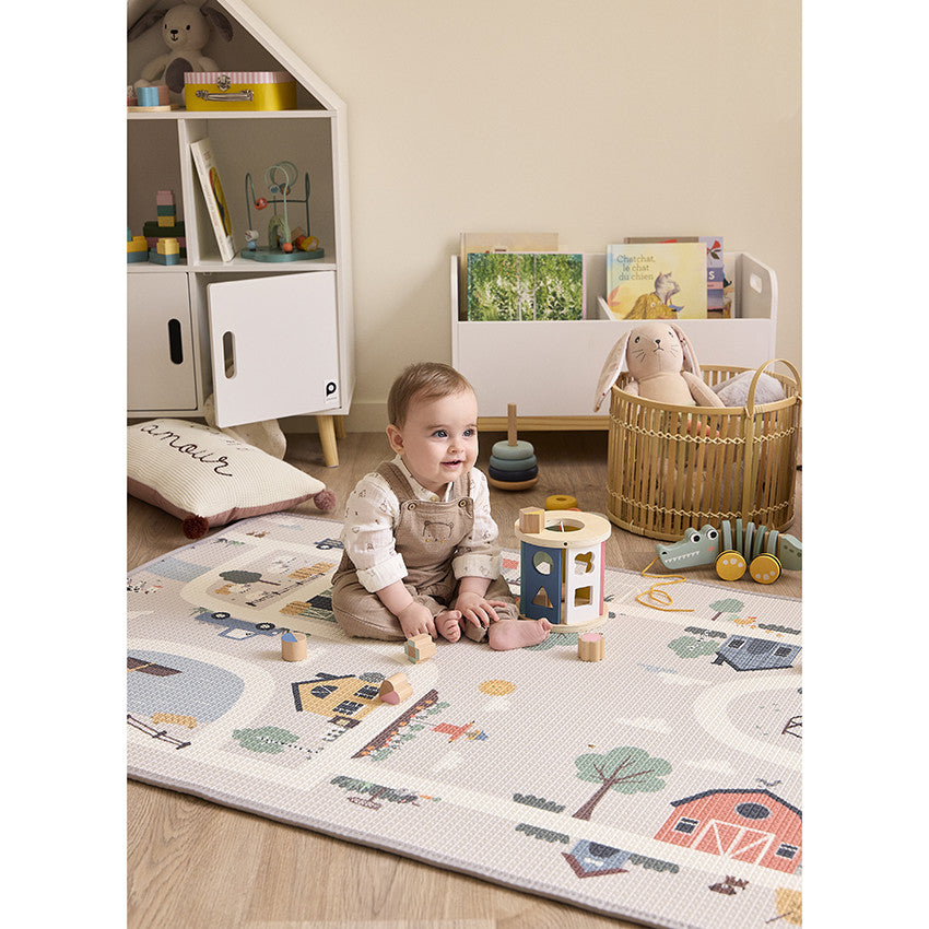 Tapis de jeu réversible en mousse ferme/circuit - Prémaman