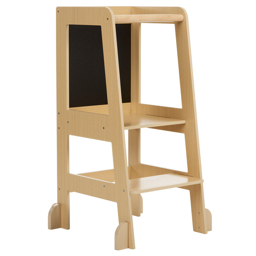 Tour d'apprentissage Premissori avec tableau noir en bois coloris naturel - Prémaman