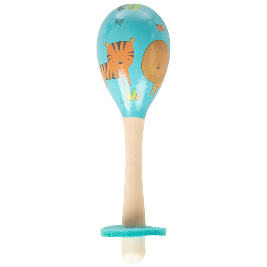 Grande maraca en bois Crazy Jungle - Bleu - Prémaman
