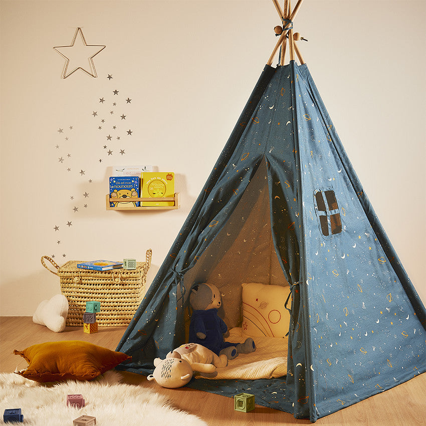Tipi en coton et bois imprimé constellation - Prémaman
