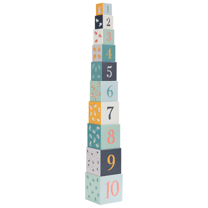 Set of 10 stacking nesting cubes - Happy wild - Prémaman