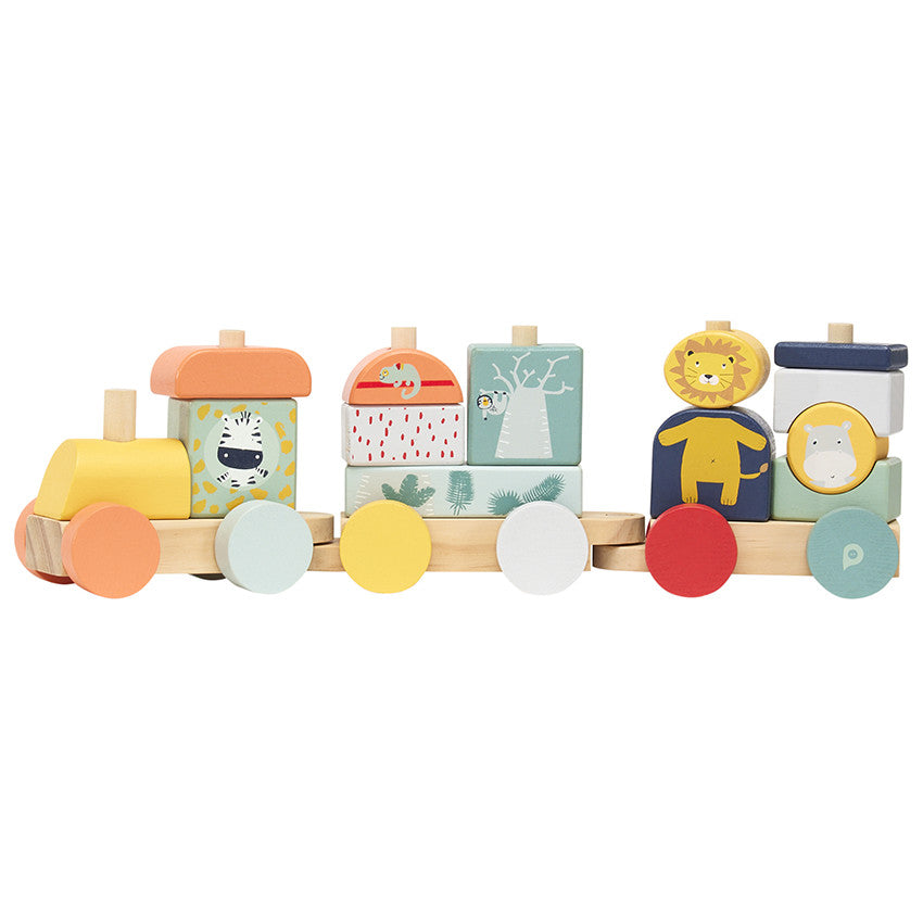 Train en bois à tirer - Happy wild - Prémaman
