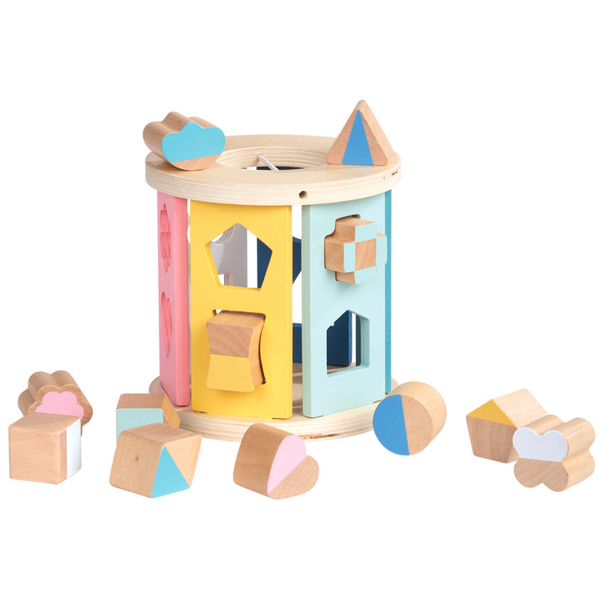 Boîte à formes cylindre en bois - Prémaman