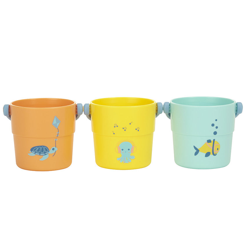 Lot de 3 sceaux de bain perforés à empiler - Prémaman