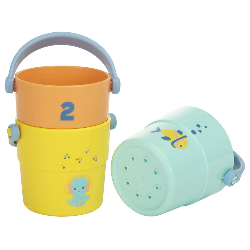 Lot de 3 sceaux de bain perforés à empiler - Prémaman